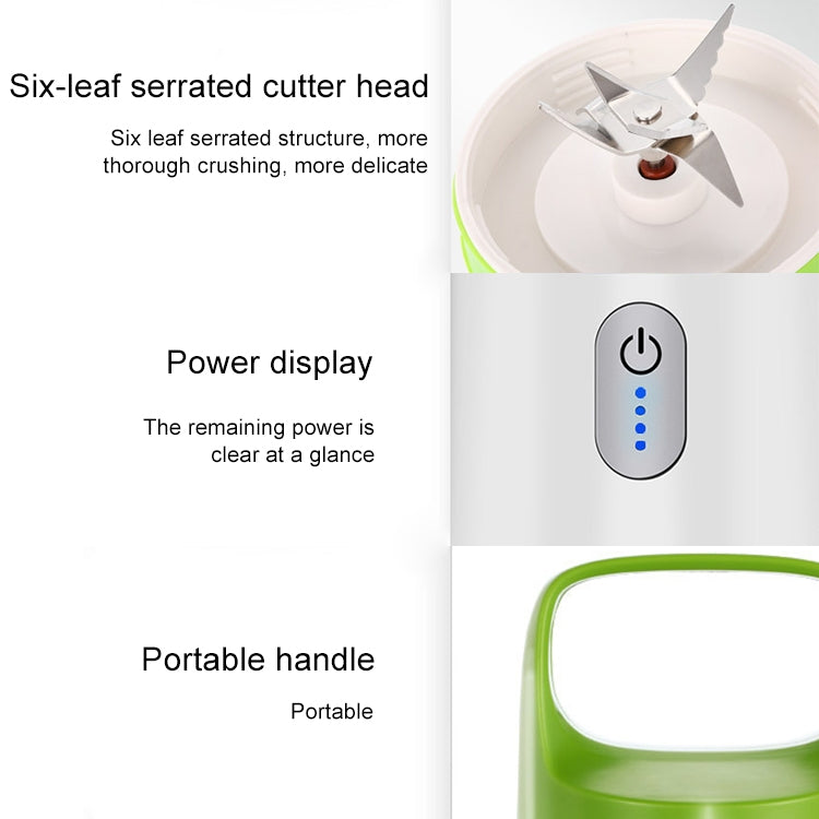 Six-leaf Electric USB Charging Portable Mini Fruit Juicer Juice Cup(Green) - Home & Garden by buy2fix | Online Shopping UK | buy2fix