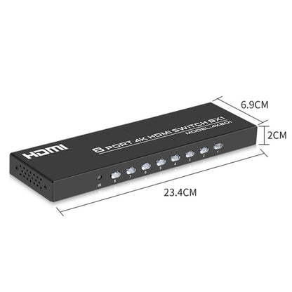 FJGEAR FJ-4K801 4K 8 In 1 Out HDMI HD Video Switcher, Plug Type:EU Plug(Black) - Switch by FJGEAR | Online Shopping UK | buy2fix