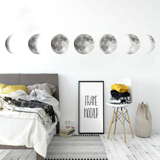 Inkjet Wall Stickers Moon Wallpaper Space Moon Wall Stickers Simple Crescent(Silver) - Home & Garden by buy2fix | Online Shopping UK | buy2fix