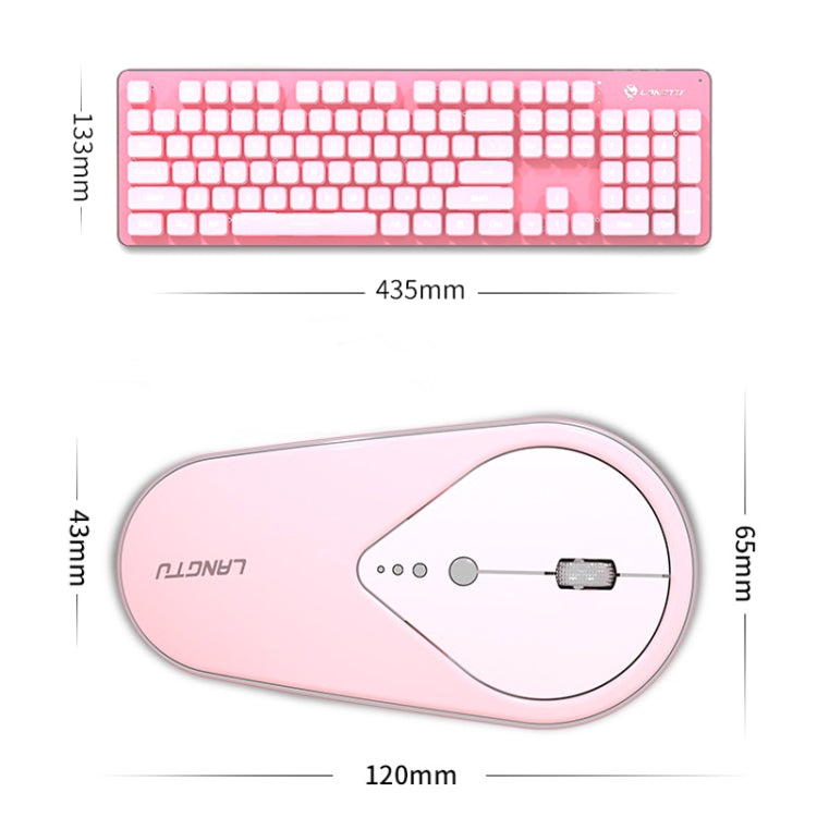 LANGTU LT600 Silent Office Punk Keycap Wireless Keyboard Mouse Set(Black) - Wireless Keyboard by LANGTU | Online Shopping UK | buy2fix