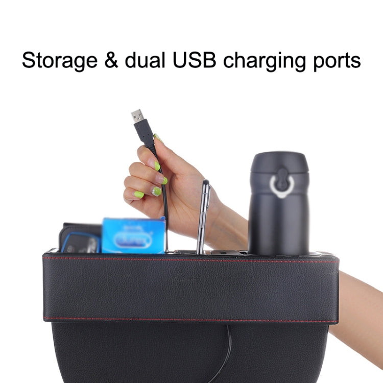 SUSISUN SNH010 Car Seat Gap Storage Box, Style:Positive Drive USB Charging(Apricot) - In Car by SUSISUN | Online Shopping UK | buy2fix