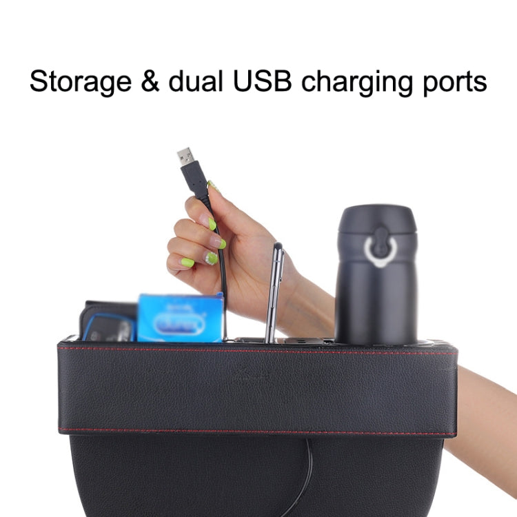 SUSISUN SNH010 Car Seat Gap Storage Box, Style:Positive Drive USB Charging(Apricot) - Stowing Tidying by SUSISUN | Online Shopping UK | buy2fix