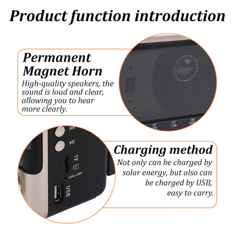 BAIJIALI EC-2110BTS Multifunctional Solar Radio Retro Full Band Card Radio(Brown) - Consumer Electronics by BAIJIALI | Online Shopping UK | buy2fix