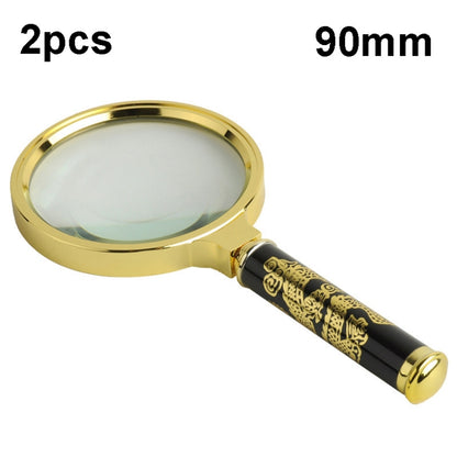 2pcs Elderly Reading Books Handheld Magnifier, Diameter:90mm(Non-removable Handle) - Consumer Electronics by buy2fix | Online Shopping UK | buy2fix