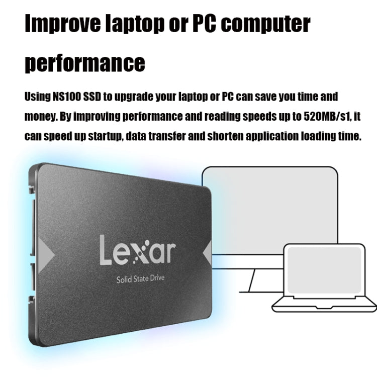 Lexar NS100 2.5 inch SATA3 Notebook Desktop SSD Solid State Drive, Capacity: 256GB(Gray) - Computer & Networking by Lexar | Online Shopping UK | buy2fix