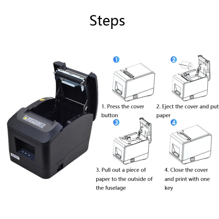 Xprinter XP-A160M Thermal Printer Catering Bill POS Cash Register Printer, Style:UK Plug(USB) - Consumer Electronics by Xprinter | Online Shopping UK | buy2fix