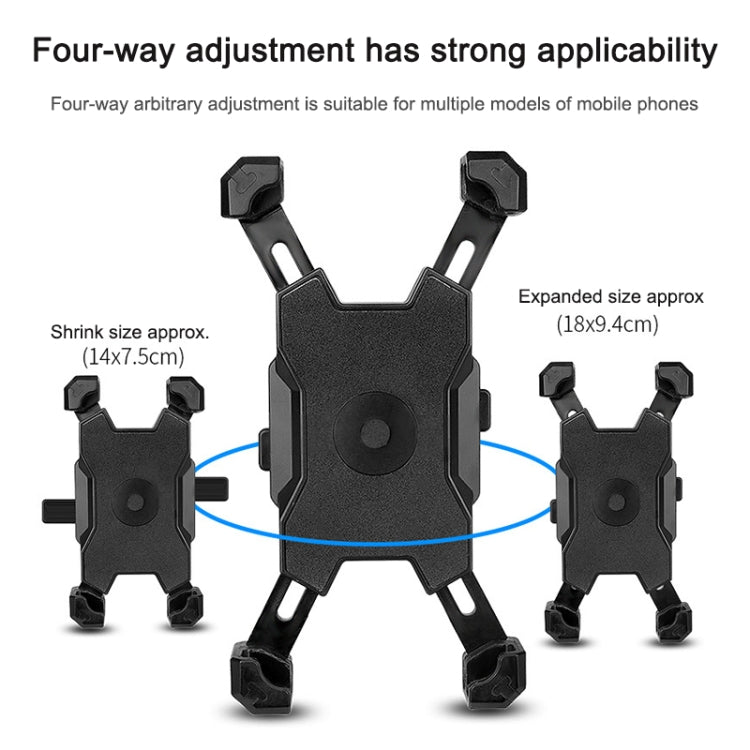 Electric Bicycle Mobile Phone Holder Can Be Rotated 360-degree Mobile Phone Holder Four-way Adjustment Bracket for Motorcycle, Style:Handlebars(Blue) - Holders by buy2fix | Online Shopping UK | buy2fix