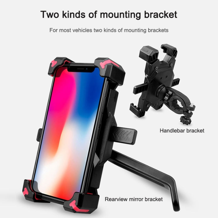 Electric Bicycle Mobile Phone Holder Can Be Rotated 360-degree Mobile Phone Holder Four-way Adjustment Bracket for Motorcycle, Style:Rearview Mirrors(Red) - Holders by buy2fix | Online Shopping UK | buy2fix