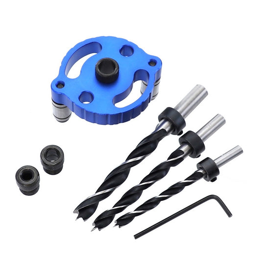 Woodworking Straight Hole Puncher Self-Centering Dowel Splicing Drilling Locator Woodworking Drilling Tool, Style: Blue+7 PCS Drill Bit - Others by buy2fix | Online Shopping UK | buy2fix