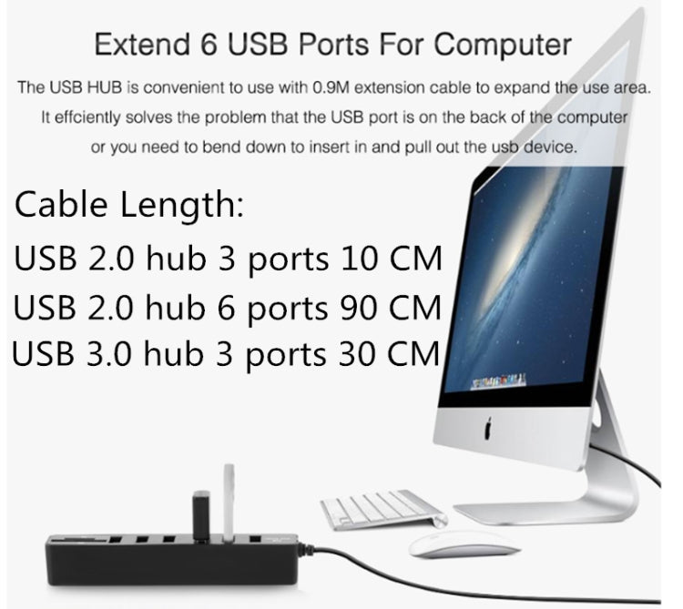 Multi USB 2.0 Hub USB Splitter High Speed 6 Ports with TF SD Card Reader(White) -  by buy2fix | Online Shopping UK | buy2fix