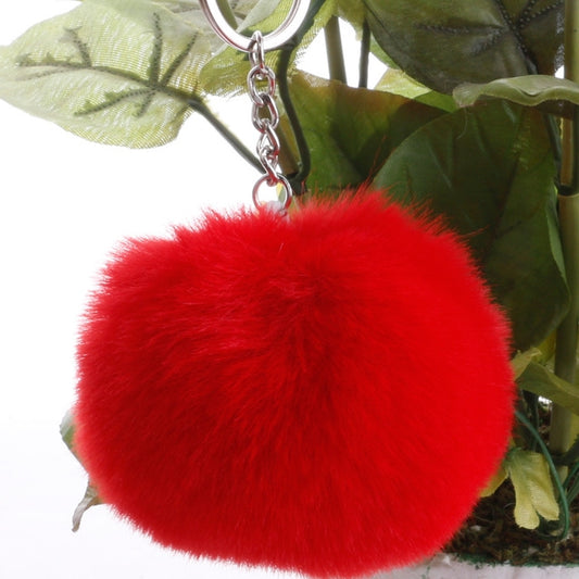 Simple Key Chain Fur Ball Pompon Keychain Pompom Artificial Rabbit Fur Animal Keychains for Woman Car Bag Key Rings(red) - Key Rings by KOOROL | Online Shopping UK | buy2fix