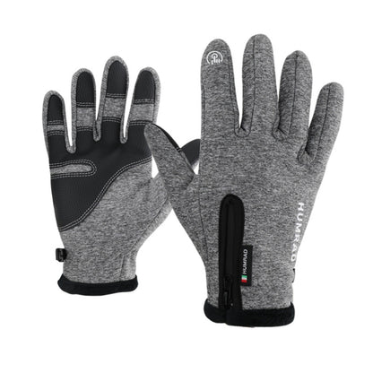 HUMRAO Outdoor Riding Fleece Warm Non-Slip Touch Screen Gloves Ski Motorcycle Gloves, Size:L(Grey) - Outdoor & Sports by HUMRAO | Online Shopping UK | buy2fix