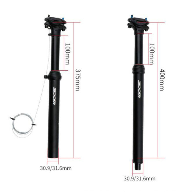 ZOOM Bicycle Wire-Controlled Hydraulic Lift Seat Tube Mountain Bike Seatpost, Size:31.6mm, Specification:375mm External Routing - Outdoor & Sports by ZOOM | Online Shopping UK | buy2fix