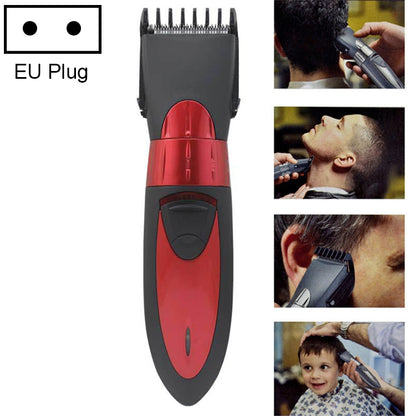 Waterproof Electric Hair Clipper Rechargeable Hair Trimmer Hair Cutting Machine Haircut Beard Trimer, EU Plug(Red) - Hair Trimmer by buy2fix | Online Shopping UK | buy2fix