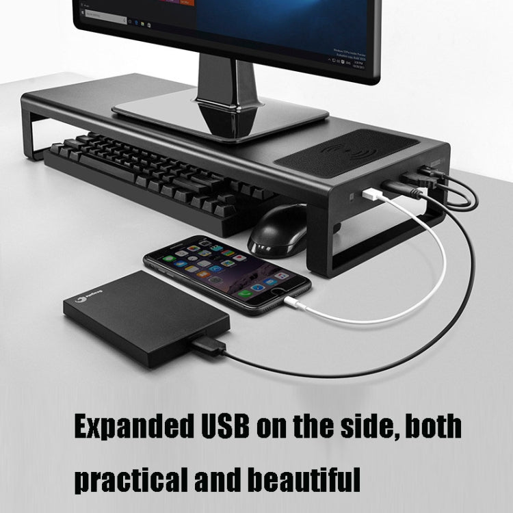 Vaydeer Metal Display Increase Rack Multifunctional Usb Wireless Laptop Screen Stand, Style:L-Top Configuration-Black(2xSplitter+8xUSB3.0) - Laptop Stand by Vaydeer | Online Shopping UK | buy2fix