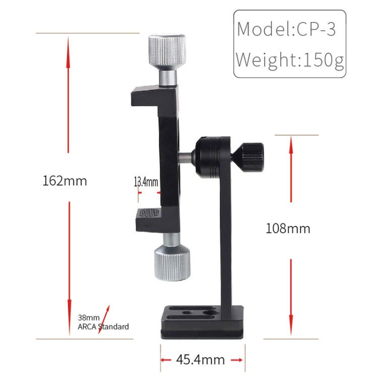 CP-3 Rotating All Metal Tripod Fixing Clip Mobile Phone Live Brackt for 4.5-7.3 inch Phones - Consumer Electronics by buy2fix | Online Shopping UK | buy2fix