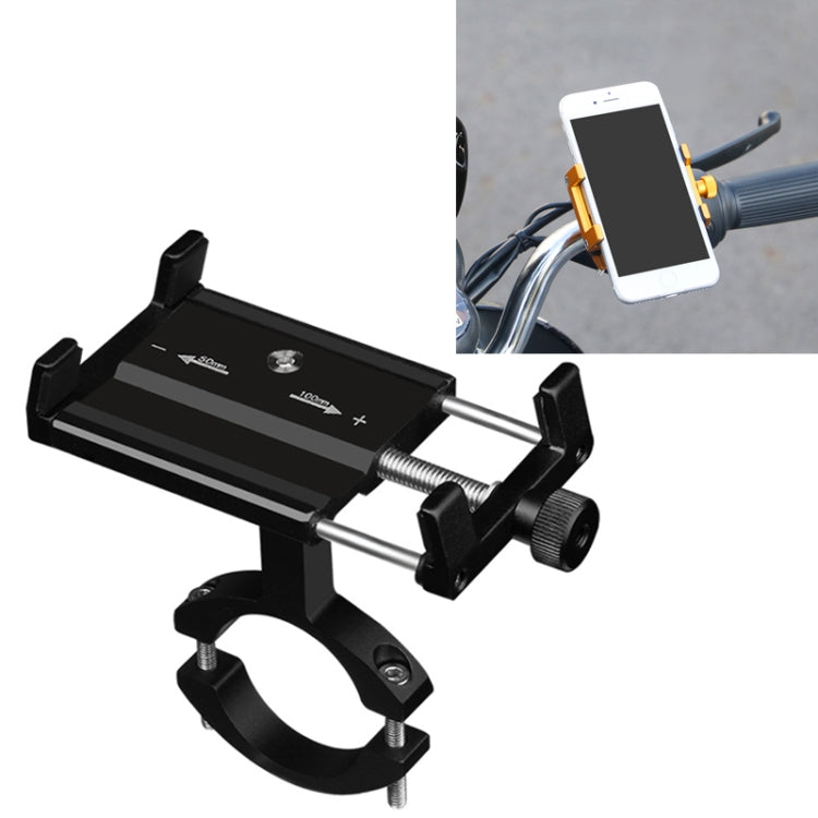 2 PCS Aluminum Alloy Bicycle Mobile Phone Holder Motorcycle Mobile Phone Navigation Bracket Electric Motorcycle Hand Rack(Black (Handlebar Style)) - Holders by buy2fix | Online Shopping UK | buy2fix