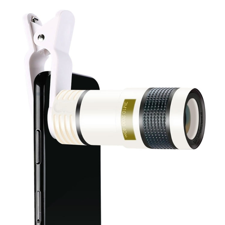 2 PCS 12X Telephoto Telescope Camera Zoom Mobile Phone External Lens(White) - Telescope & Microscope by buy2fix | Online Shopping UK | buy2fix