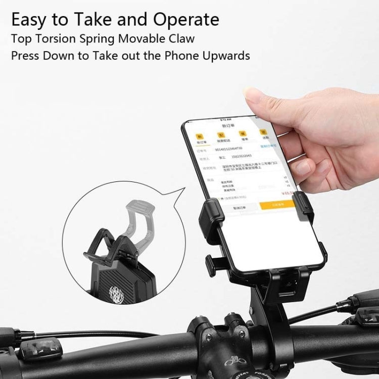 Bicycle Mobile Phone Holder Can Rotate And Adjust Fixed Aluminum Alloy Bracket Automatic Grab Bracket, Style:Handlebar Installation(Black) - Holders by buy2fix | Online Shopping UK | buy2fix