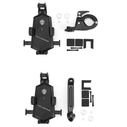 Bicycle Mobile Phone Holder Can Rotate And Adjust Fixed Aluminum Alloy Bracket Automatic Grab Bracket, Style:Handlebar Installation(Black) - Holders by buy2fix | Online Shopping UK | buy2fix