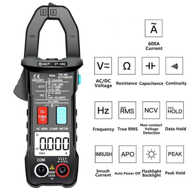 BSIDE  Bluetooth 5.0 6000 Words High Precision Smart AC Clamp Meter, Specification: ZT-5BQ - Consumer Electronics by BSIDE | Online Shopping UK | buy2fix