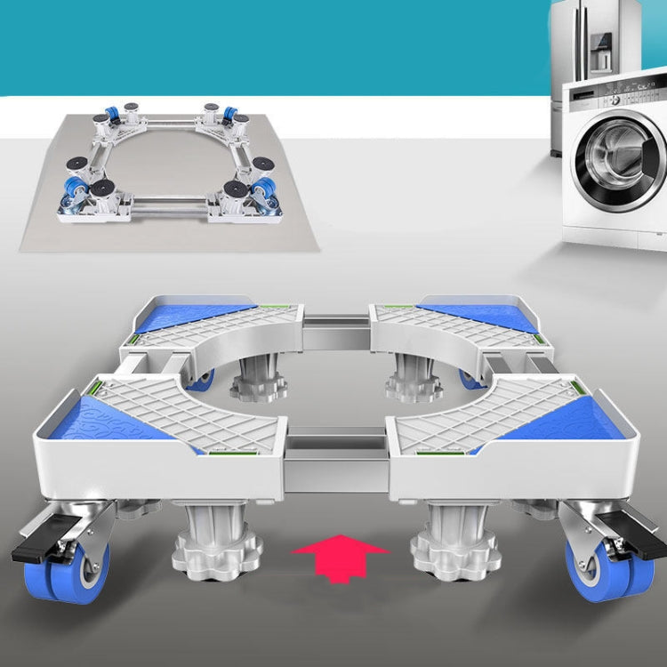 Double Tubes 4 Wheels + 8 Legs Adjustable Stainless Steel Refrigerator Bracket Washing Machine Base Bracket - Home & Garden by buy2fix | Online Shopping UK | buy2fix