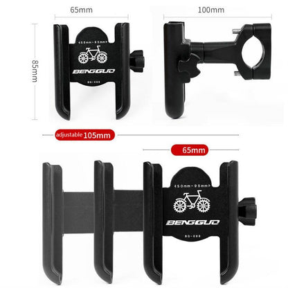 BENGGUO Bicycle Aluminum Alloy Mobile Phone Holder Electric Motorcycle Anti-Vibration Navigation Fixed Mobile Phone Holder Riding Equipment, Style:Handlebar Installation(Black) - Holders by BENGGUO | Online Shopping UK | buy2fix