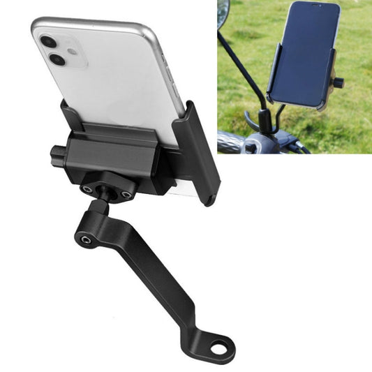 CYCLINGBOX Aluminum Alloy Mobile Phone Holder Bicycle Riding Takeaway Rotatable Metal Mobile Phone Bracket, Style:Rearview Mirror Installation(Black) - Holders by CYCLINGBOX | Online Shopping UK | buy2fix