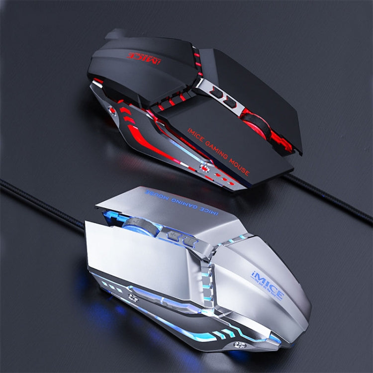 iMICE T80 7 Keys 3200 DPI Macro Programming Mechanical Gaming Wired Mouse, Cable Length: 1.8m(Silver Gray) - Wired Mice by iMICE | Online Shopping UK | buy2fix