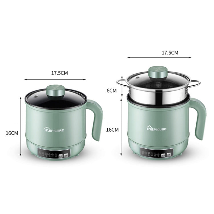Multi-Function Electric-Cooker Mini Dormitory Student Cooking Rice Stir Frying Non-Stick Pot, 110V US Plug, Colour: Green Smart with Steam Grid(1.7L) - Home & Garden by buy2fix | Online Shopping UK | buy2fix