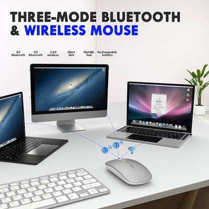 Inphic PM1 Office Mute Wireless Laptop Mouse, Style:Battery Display(Space Silver) - Computer & Networking by Inphic | Online Shopping UK | buy2fix