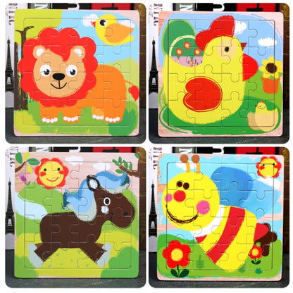 5 PCS KBX-017 Children Wooden Picture Puzzle Baby Early Education Toys(Lion) - Puzzle Toys by buy2fix | Online Shopping UK | buy2fix