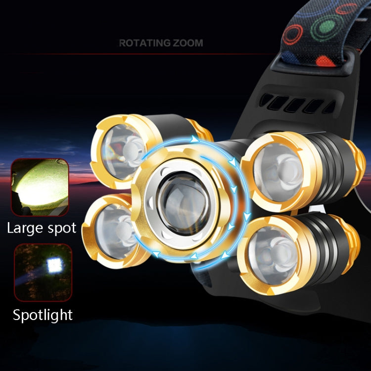 Rechargeable Waterproof Outdoor Headlight Zoom Sensor Light, Colour: Golden Induction (2 Batteries 1 Charger) - Headlamp by buy2fix | Online Shopping UK | buy2fix