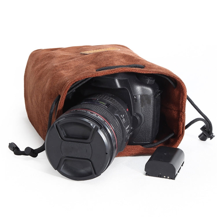 S.C.COTTON Liner Shockproof Digital Protection Portable SLR Lens Bag Micro Single Camera Bag Round Khaki L - Camera Accessories by S.C.COTTON | Online Shopping UK | buy2fix