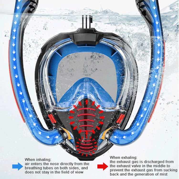 Snorkeling Mask Double Tube Silicone Full Dry Diving Mask Adult Swimming Mask Diving Goggles, Size: S/M(White/Blue) - DJI & GoPro Accessories by buy2fix | Online Shopping UK | buy2fix