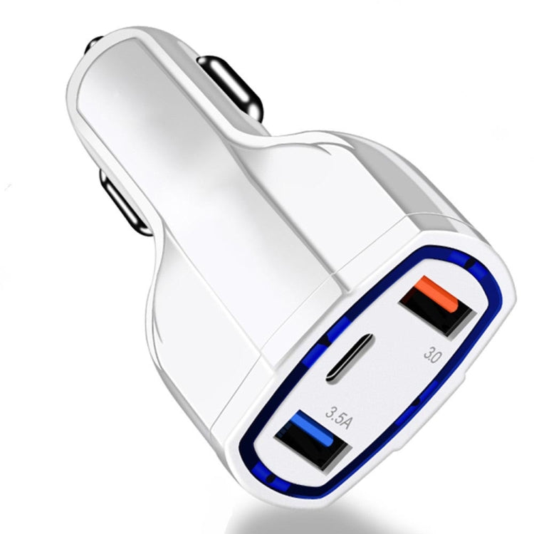 2 PCS QC3.0 Fast Charge Car Charger 3.5A Dual USB With Type-C Interface Output Car Charger(White) - In Car by buy2fix | Online Shopping UK | buy2fix