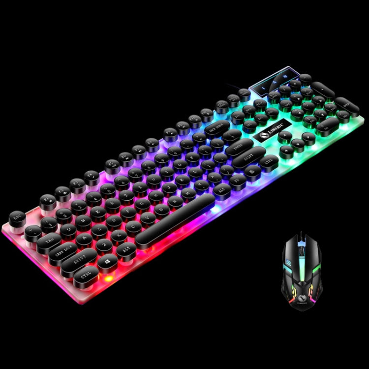 LIMEIDE GTX300 104 Keys Retro Round Key Cap USB Wired Mouse Keyboard, Cable Length: 1.4m, Colour: Punk Set Black - Wired Keyboard by LIMEIDE | Online Shopping UK | buy2fix