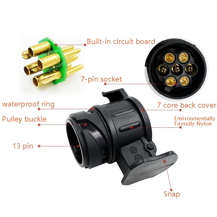 TS170E-Z 12V Car Resistance Trailer Plug Socket Trailer Tester Connector Recorder With 2 Conversion Heads EU Plug - In Car by buy2fix | Online Shopping UK | buy2fix