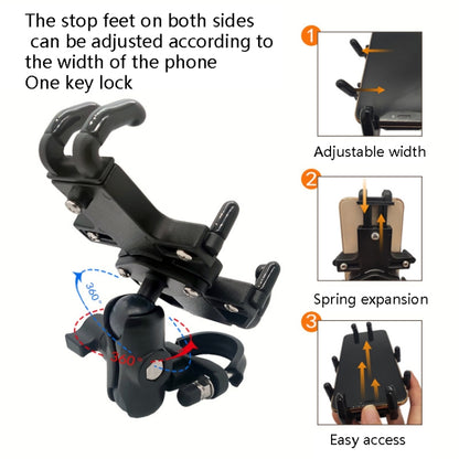 N-STAR NJN002 Motorcycle Metal Aluminum Alloy Universal Anti-Theft Mobile Phone Bracket(T-shaped Ball Head Installation) - Holder by N-STAR | Online Shopping UK | buy2fix
