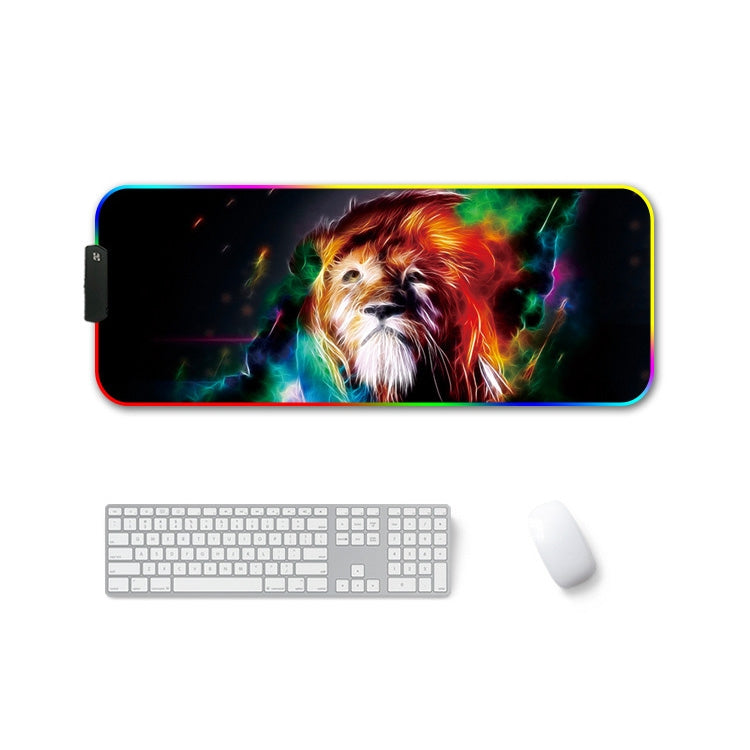 300x350x3mm F-01 Rubber Thermal Transfer RGB Luminous Non-Slip Mouse Pad(Colorful Lion) - Mouse Pads by buy2fix | Online Shopping UK | buy2fix