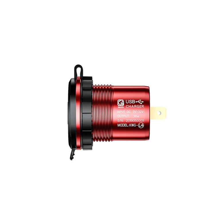 Aluminum Alloy Double QC3.0 Fast Charge With Button Switch Car USB Charger Waterproof Car Charger Specification: Golden Shell Green Light With Terminal - In Car by buy2fix | Online Shopping UK | buy2fix