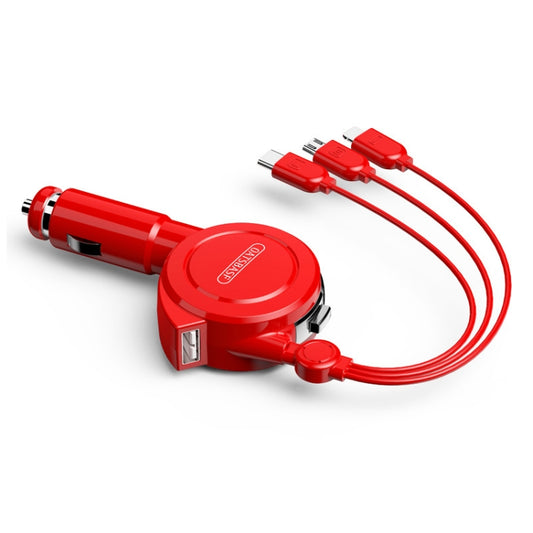 Oatsbasf 3 in 1 Multifunctional Car Charger Data Cable, Colour: 1M（Red） - Car Charger by Oatsbasf | Online Shopping UK | buy2fix