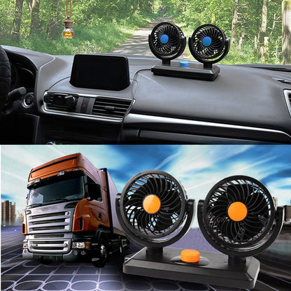 Car Fan Portable Mini Adjustable Car Double-Headed Electric Fan, Colour: Orange 24V Cigarette Lighter - Heating & Fans by buy2fix | Online Shopping UK | buy2fix