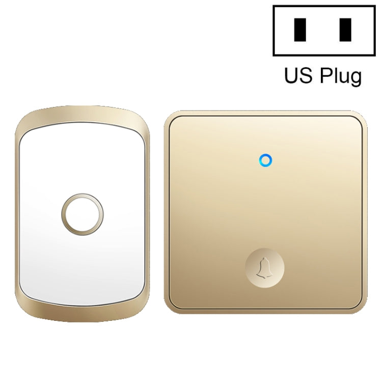 CACAZI FA50 1 For 1 Push-button Self-generating Wireless Doorbell, Plug:US Plug(Gold) - Security by CACAZI | Online Shopping UK | buy2fix