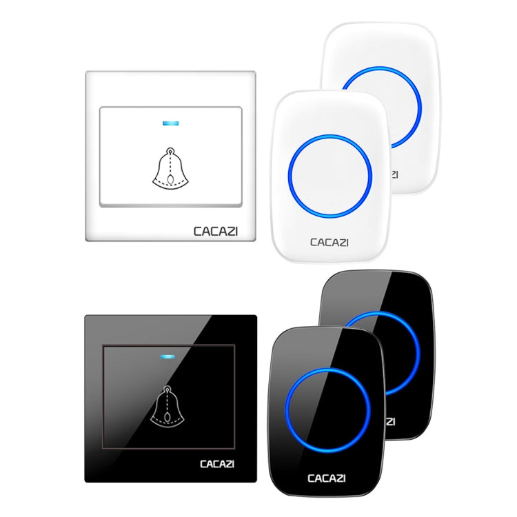 CACAZI H10 1 For 2 Home Wireless Music Doorbell without Battery, Plug:UK Plug(Black) - Security by CACAZI | Online Shopping UK | buy2fix