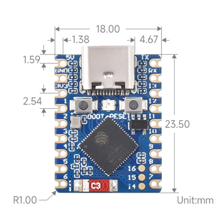 Waveshare ESP32-S3 Mini Development Board, Based On ESP32-S3FH4R2 Dual-Core Processor without Header - Boards & Shields by Waveshare | Online Shopping UK | buy2fix