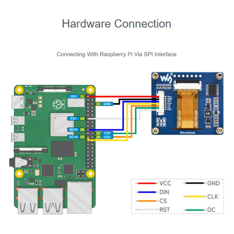 Waveshare 1.54 Inch OLED Display Module, 128×64 Resolution, SPI / I2C Communication(White) - LCD & LED Display Module by Waveshare | Online Shopping UK | buy2fix