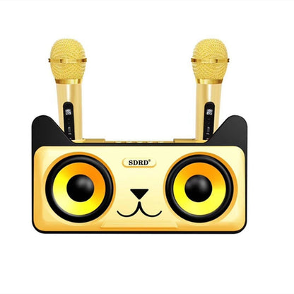 SDRD SD-305 2 in 1 Family KTV Portable Wireless Live Dual Microphone + Bluetooth Speaker(Gold) - Consumer Electronics by SDRD | Online Shopping UK | buy2fix
