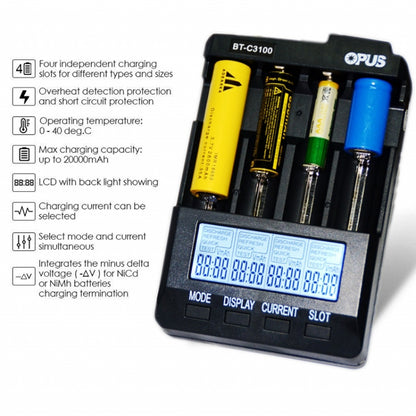 OPUS BT-C3100 Smart Smart Digital Intelligent 4-Slot Battery Charger(EU Plug) - Consumer Electronics by OPUS | Online Shopping UK | buy2fix