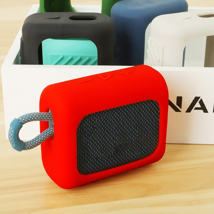 For JBL GO3 Bluetooth Speaker Silicone Cover Portable Protective Case with Carabiner(Red) - Protective Case by buy2fix | Online Shopping UK | buy2fix